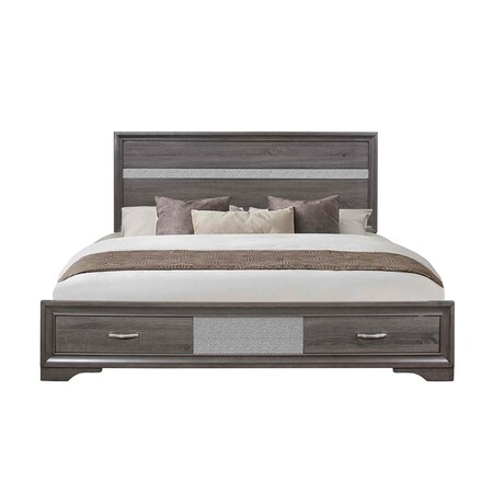 Global Furniture Usa Traditional Glam Melamine Seville Grey Full Bed 3045